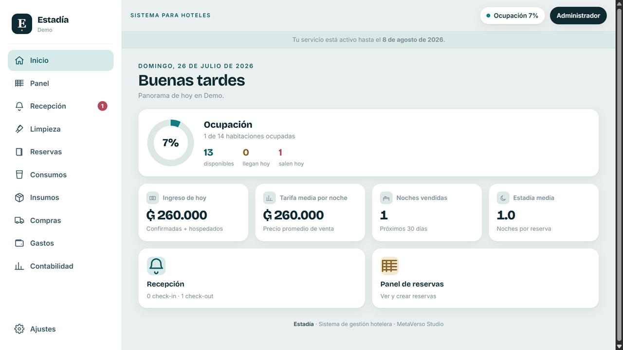 Sistema Estadía en computadora