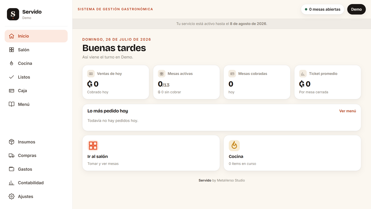Sistema Servido en computadora