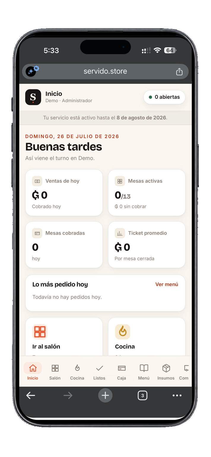 Sistema Servido en celular
