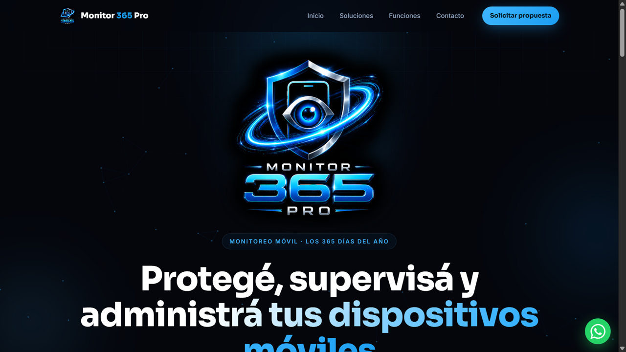 Página web de Monitor 365 Pro en computadora
