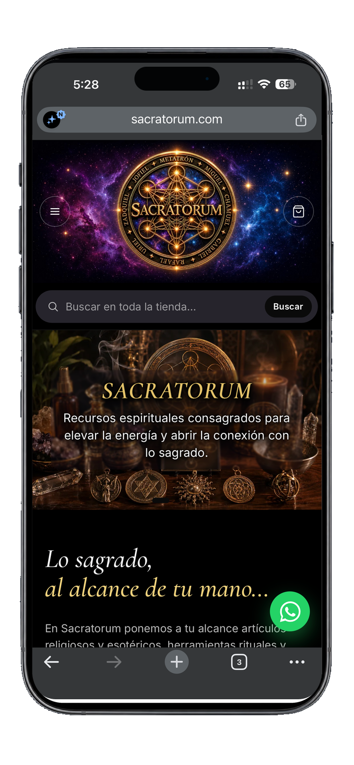 Página web de Sacratorum en celular